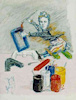 Rimbaud coloring the vowels, By Jules Franck Mondoloni