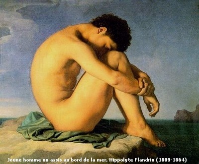 Naked Young Man Beside the Sea