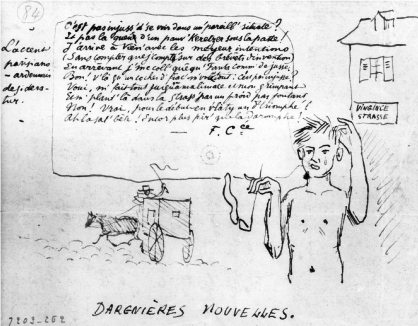 Last News. Rimbaud stripped in Wien, drawing by Paul Verlaine.